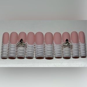 French croc set with charms press on nails